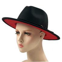 Juoda, raudona, vilna, veltinys, džiazas Fedora kepurės, diržo sagtis Dekoras, moteriškas, plataus krašto Panama Trilby Cowboy kepurė 600 cm 56to58cm