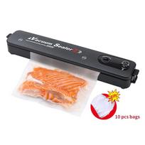Automatinis maisto vakuuminis sandariklis su 10 vnt vakuuminio sandarinimo maišeliais, sauso / drėgno vakuuminio sandarinimo mašina, skirta Sous Vide ir maisto saugojimui EU Plug juoda