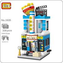 LOZ 1635 City Street Cinema Movie Theater Popcorn Shop Architecture DIY Mini Blocks Bricks Building Toy for Children Gift no Box