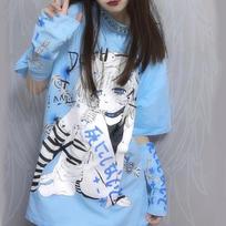 Y2k Anime Graphic marškinėliai Goth su skeltomis rankovėmis Kawaii Mieli marškinėliai Moteriški Egirl Harajuku Top Femme Summer One Size