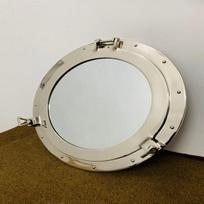 Jūrinis nikeliu padengtas kanalo laivo iliuminatorius-langas, apvalios veidrodinės sienos dekoras 30.48 cm