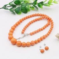 6-14mm Oranžiniai Apvalūs Kriauklių Perlai Bokšto Formos Karoliukai Vėrinys/Auskarai Rinkinys, Papuošalų Gamybos Dizainas, Kaklo Grandinėlė, 5cm Prailginimo Grandinėlė, Dovanos Moterims Vakarėliui 45cm oranžinė
