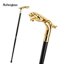 Auksinis prabangus leopardas su uodega Madinga vakarėlio lazda, skirta vakarėliui, elegantiška vaikščiojimo lazda su „Crosier Knob“ 93 cm