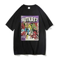 „Outkast“ įkvėpti komiksų repo grafiniai marškinėliai „Unisex“ moteriški vintažiniai marškinėliai „Unisex“ medvilniniai dideli marškinėliai „Unisex“ hiphopo marškinėliai L