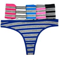 Women Thong Cotton Panties Sexy Lace G-Strings Girls Briefs Set Ladies Underpants Stripe Underwear Lingerie 6 Pcs/lot M