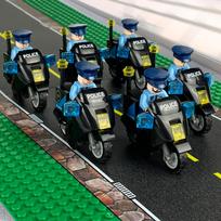 6 vnt Sharp Edge Black policijos motociklo modelio statybinio bloko žaislas vaikams