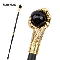 Drakono nagų griebtuvas Juodas stiklinis rutulys Auksinė vaikščiojimo lazda Madinga dekoratyvinė vaikščiojimo lazda Cosplay lazdelės rankena Piūklas 93cm black