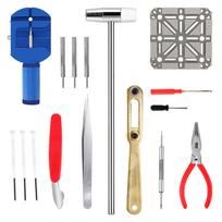 Laikrodžio apyrankės nuėmiklis, 16 viename rinkinys laikrodininkams su kaiščių stūmikliais, pincetu ir plaktuku Watch Repair Tool Set