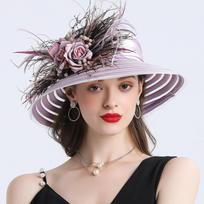 Fascinators Balta Vestuvinė Sinamay Kepurė moterims Plačiabrylės skrybėlės Fedora Vintage Moterų bažnytinė suknelė Derbio kepurės 57-58cm