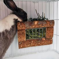 Wooden Hay Feeder Grass Holder, Hanging Rack Pet Manager Food Feeding for Hedgehog