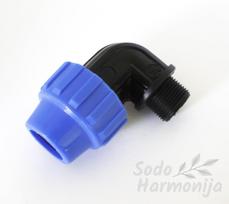 PP ECO Alkūnė 25mm vamzdžiui ir 1” išorinis sriegis
