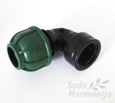 PP Alkūnė 40mm vamzdžiui ir 1½” vidinis sriegis