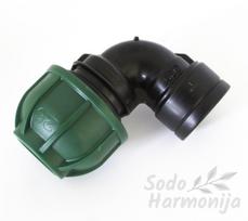 PP Alkūnė 25mm vamzdžiui ir ¾” vidinis sriegis