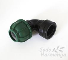 PP Alkūnė 20mm vamzdžiui ir ¾” vidinis sriegis