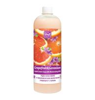 BIOTON Skystas kreminis-muilas Greipfrutas ir pelargonija su drekinamuoju pieneliu, 1 l
