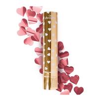Spalvinga konfeti patranka - širdelės, 40cm, rose gold, 1vnt.
