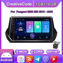 Automobilio radijo GPS navigacinė sistema, skirta Peugeot 2008 208 2019 2020 2 Din Android WiFi automobilio multimedijos grotuvas Automatinis stereofoninis FM radijo galvos blokas 1+16GB