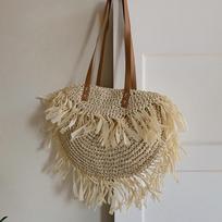 Yogodlns Bohemian apvalūs kutai šiaudiniai krepšiai rotango moterims Crossbody Krepšiai Pinti moteriški pečių krepšiai Mažos piniginės Vasariniai paplūdimio krepšiai 40*1*33cm smėlis