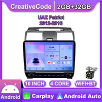 10 colių skirtas UAZ Patriot 2012-2016 su mygtuku rankenėle Automobilinis radijas Multimedija Carplay 2Din Stereo Audio Android Video 2+32GB