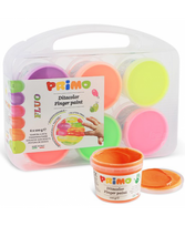 Dažai piešimui pirštais PRIMO, 6 fluorescencinių spalvų x 100 g