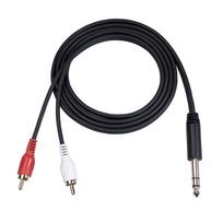 6,35 mm kištukinis ir dvigubas RCA kištukinis kabelis nuo 1/4 colio iki dvigubo RCA stereo garso kabelio paauksuotas 4,9 pėdų televizorius juoda