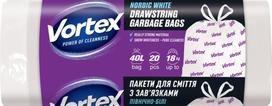 VORTEX Šiukšlių maišai, rišami juostele, balti, HD 40L/20 vnt.