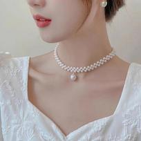 Naujas senovinis elegantiškas Chain Choker karoliai moterims balta