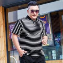 Vasaros Mada Didelio Dydžio Dryžuoti Vyriški Marškinėliai Atvartu Storuolis Didelio Dydžio Trumpomis Rankovėmis Kūno Marškinėliai Viršus XXXXXL 2XL gray