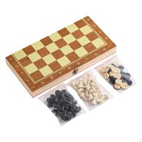 Sulankstomas medinių šachmatų rinkinys suaugusiems vaikams Nešiojami galvosūkių šaškės Backgammon strategijos žaidimas