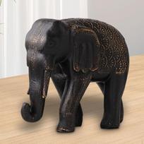 Gyvūnų skulptūrų kolekcionuojamų figūrėlių kolekcija Ornamento dervos dramblio statulos darbalaukio figūrėlė juoda