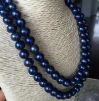 Gorgeous 8-9mm south sea round black blue pearl necklace 36inch