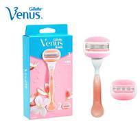 Gillette Breeze Skustuvas Venus 3 Sluoksnių Moteriškas Skustuvas Ašmenys Saugus Skutimas Plaukų Šalinimas Papildai Skustuvas Mergaitėms Bikini Kūno Kreivė 1 rankena 2 galvutės auksas