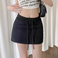 Gray Sports Skirt Women Summer High Waist Slim Drawstring Elastic A Line Skirt Shorts Casual Vintage Streetwear Fashion Y2K XS juoda