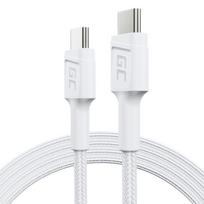 Kabelis Baltas USB-C Type C 1.2m Green Cell PowerStream su greito įkrovimo Maitinimo tiekimas 60W, Ultra Charge, Quick Charge 3.0
