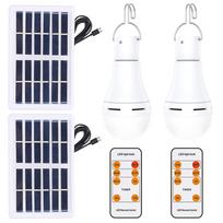 Saulės energija varoma LED lemputė vidaus lauko avarinė lemputė Nešiojama naktinių turgų stovyklavimo šviesa 2 Packs balta