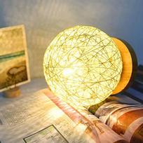 LED rotango rutulinis naktinis apšvietimas USB stalinė lempa pritemdoma rankomis megzta rotango rutulinė lempos gaubtas prie naktinės lempos miegamojo dekoras mėnulio naktinis šviestuvas smėlis