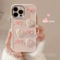 Rožinis Meilės Mobiliojo Telefono Dėklas iPhone 15 Pro Max Plus 14 13 12 11 X XS Padengtas Elektrolitu 3D Mergaičių Dėklai Smūgiams Atsparus Galinis Dangtelis For iPhone 15