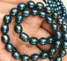 Natūralus 9-10mm juodas Pietų Kinijos jūros baroko perlas vėrinys