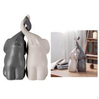 Šiuolaikinės keramikos skulptūros Gyvūnų figūrėlės Dekoratyvinės ornamentikos amatų menas White Gray_S