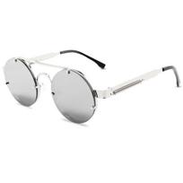 Apvalūs Steampunk stiliaus akiniai nuo saulės vyrams  Mada Elastingi    Dizainerio Vintažiniai Berėmiai Akiniai nuo saulės Moterims Lentes De Sol