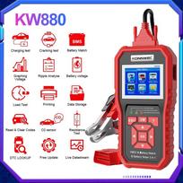 KONNWEI KW880 12V automobilio akumuliatoriaus testerio analizatorius automatinės diagnostikos įrankiai Akumuliatoriaus atitikimas 3 viename automobilio OBD2 skaitytuvas, pilna OBD2 funkcija raudona
