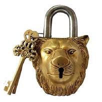 „Lion Brass Finish“ namų sodo pakabinama spyna su raktais (Auksinė, standartinė