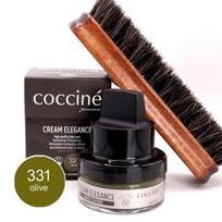 Batų tepalas su kempinėle Cream Elegance, žalias, 50 ml + Batų šepetys su arklio šeriais, 16 cm
