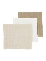 Marlinių (muslino) vystyklų komplektas, 3 vnt. 30x30, Meyco Baby (uni offwhite/soft sand/taupe)