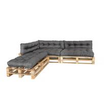 Pagalvių komplektas paletėms, 6 dalys - 3 x sėdynės pagalvės 120x80 + 3 x šoninės pagalvės 120x40 cm - pagalvės laukui ir vidui - atspari vandeniui ir UV spinduliams