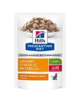 HILL'S PRESCRIPTION DIET c/d Multicare Stress + Metabolic drėgnas kačių ėdalas su vištiena 12x85g
