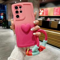 Mielas Love Heart riešo dirželio dėklas, skirtas Samsung Galaxy S23 S24 Ultra S22 S21 Plus S20 FE A54 A34 A53 A52 A14 dirželio gradiento dangtelis S21FE