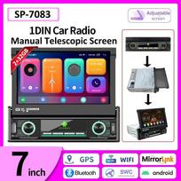 1 Din Carplay automobilio radijas Android auto universalus daugialypės terpės grotuvas 7 colių ištraukiamas ekranas, skirtas Volkswagen Nissan Hyundai Kia 2+32GB juoda