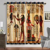 Egiptietiški langų užuolaidos Senovės dievų užuolaida svetainei Prabangūs Egipto hieroglifų užuolaidos miegamojo dekoras užuolaidos 100W130H(CM)40x51in&Hook