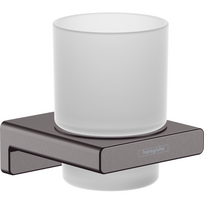 Laikiklis su stikline dantų šepetėliams AddStoris, brushed black chrome 41749340